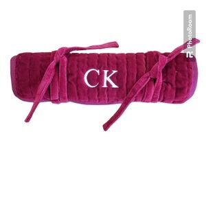 Pottery Barn Quilted Velvet Jewelry Roll Wine Burgundy